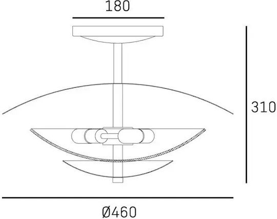 COSMOLight Πλαφονιέρα Οροφής 31εκ. Μπρούτζινη με Ντουί E14