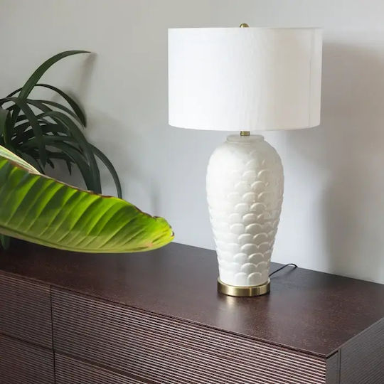 COSMOLight Ceramic Table Lamp for E27 Socket with White Shade and Base