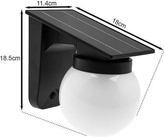 Led Solar Wall Light IP65 Ball Shape 2.8w 5v 100lm 7 SMD Lighting 3000k & Light Sensor