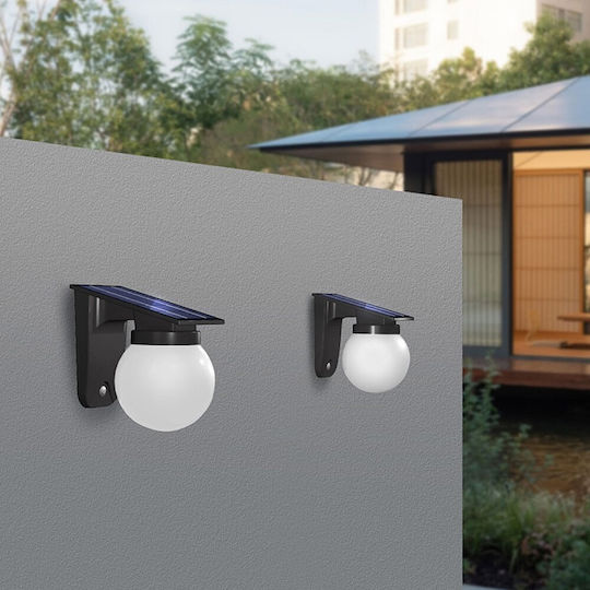 Led Solar Wall Light IP65 Ball Shape 2.8w 5v 100lm 7 SMD Lighting 3000k & Light Sensor
