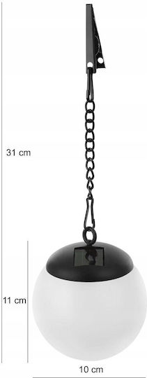 Lampă Solară Sferă din Plastic cu Agățătoare 10x30cm Set 2 Bucăți