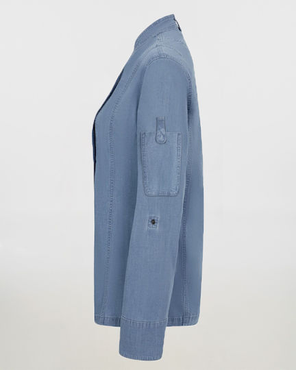 Haină De Bucătar Pentru Femei Mânecă Lungă Velilla 405212sw Denim Albastru Deschis