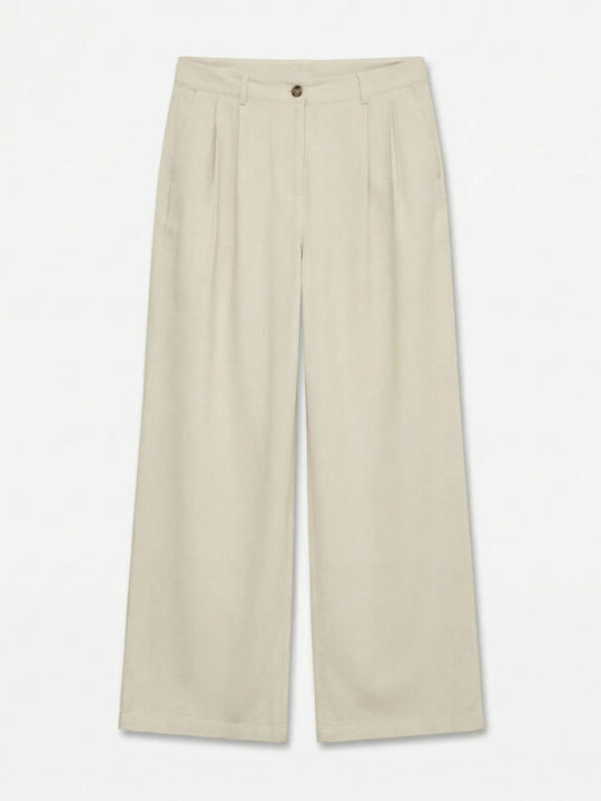 Nila Damen Leinen Pantaloona mit Gummiband Silver Lining