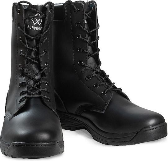 Survivors Στρατιωτικά Αρβύλα Trooper Leather WP Δερμάτινα Μαύρα 07727