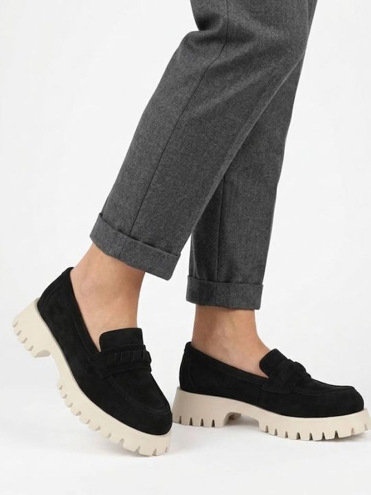 Δερμάτινα Γυναικεία Loafers σε Μαύρο Χρώμα