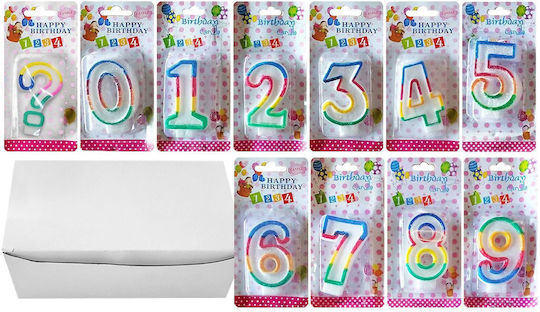 Geburtstagskerze Nummer Karte=14x7cm Kerze=6,5cm Homie 3773-Packung mit 12