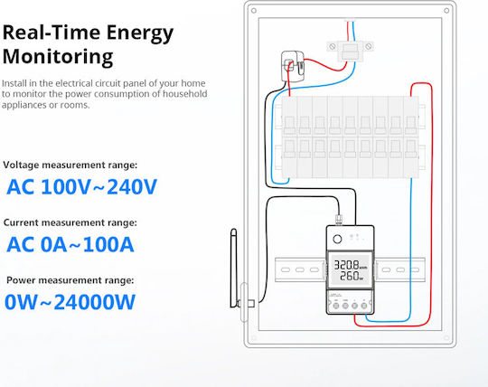 Sonoff Smart Power Consumption Meter Powct Wifi 100a