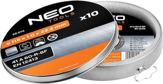 Neo Metal Cutting Disc 115 X 1.0 X 22.2 Mm 41 A60-r-bf 10 Pcs