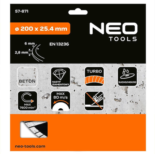 Neo Diamond Blade 200 X 25.4 Mm Turbo