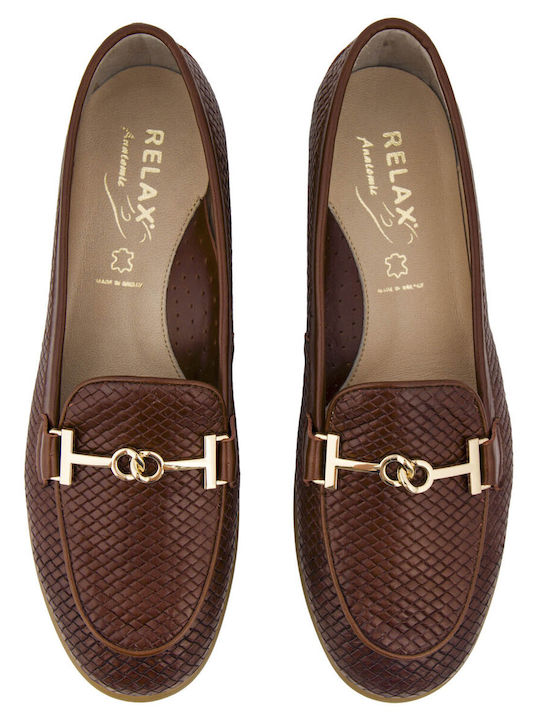 Leather Women's Moccasins in Brown Colour 1726-S01-kafe