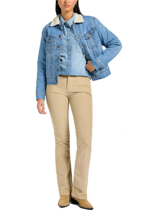 Western Mânecă lungă Femei Denim Cămașă Albastru deschis