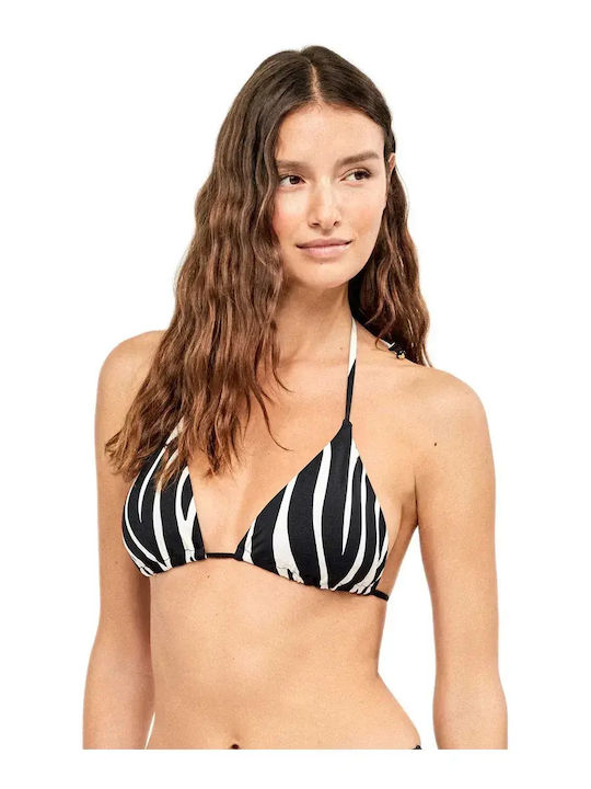 Bikini Triangle Animal Print Black-Ivory