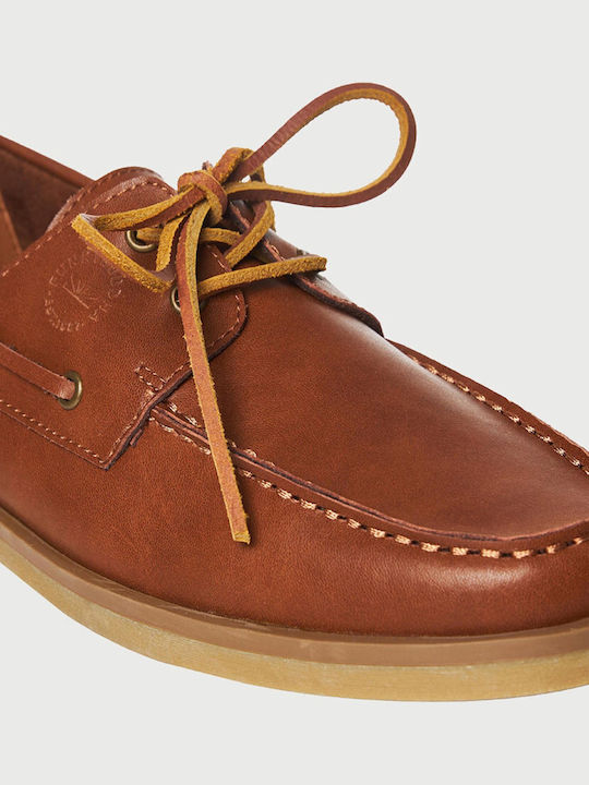 Leather Men's Boat Shoes in Tabac Brown Colour