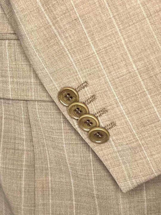 Ανδρικό Κοστούμι με Στενή Εφαρμογή Beige