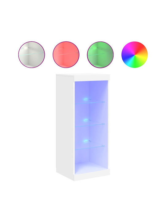 Wall Living Room Display Cabinet made of Particleboard with Glass & Lighting White 41x37x100cm