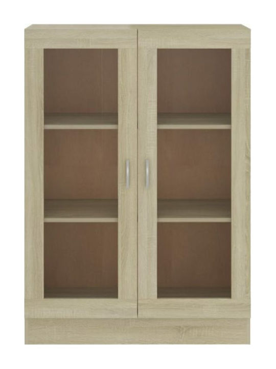 Floor-standing Living Room Display Cabinet made of Particleboard with Glass Sonoma Oak 82.5x30.5x115cm