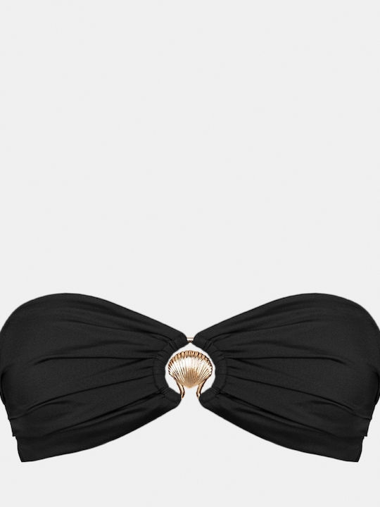 Top De Bikini Fără Bretele Cupe B Negru