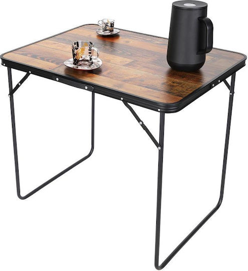 Enero Steel Table for Camping Folding in Case 80x60x70cm Black