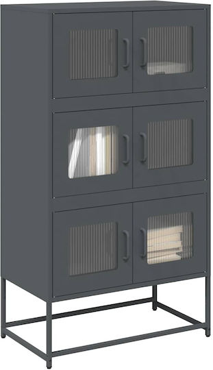 Bodenstehend Wohnzimmer Vitrine aus Metall mit Glas Anthracite 68x39x123cm Bodenstehend Wohnzimmer Vitrine aus Metall mit Glas Anthracite 68x39x123cm