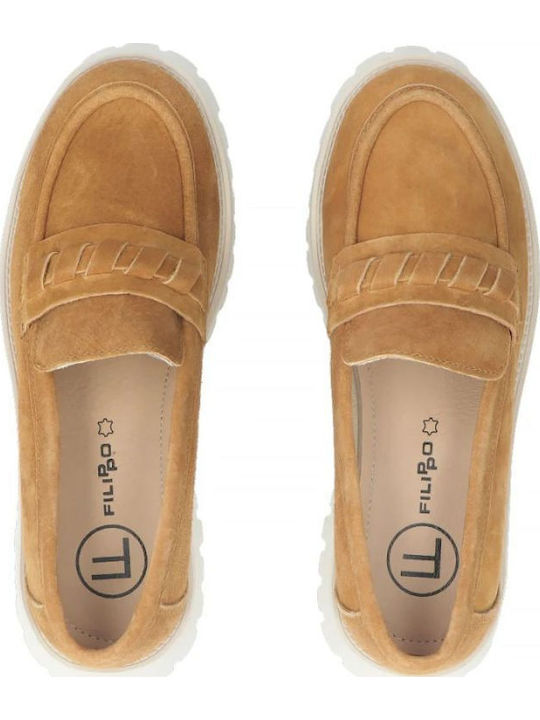 Δερμάτινα Γυναικεία Loafers σε Καφέ Χρώμα