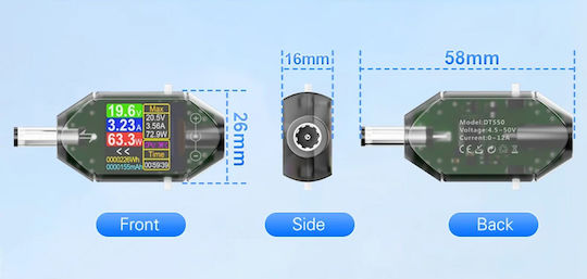 Digital Voltmeter Multimeter Direct Current DC Ammeter Wattmeter 600w 4.5v 50v 12a Display Dt550