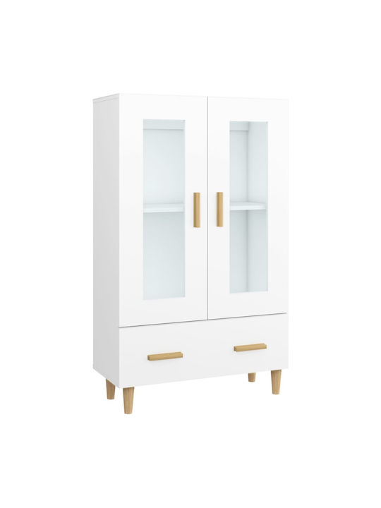 Wall Living Room Display Cabinet made of Particleboard with Glass White 70x31x115cm