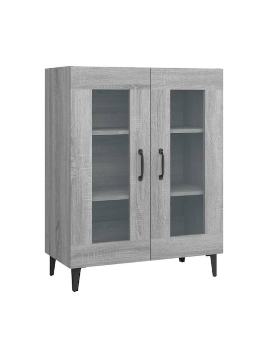 Living Room Display Cabinet from Particle Board with Windowed Grey 69.5x34x90cm
