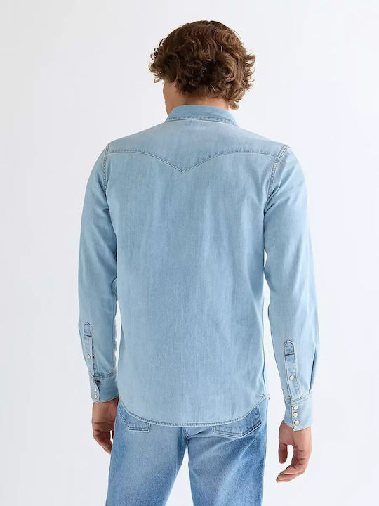 Μακρυμάνικo Τζιν Πουκάμισο Washed Blue