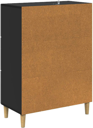 vidaXL Kommode Schlafzimmer Holz mit 3 Schubladen Schwarz 66x34.5x90cm