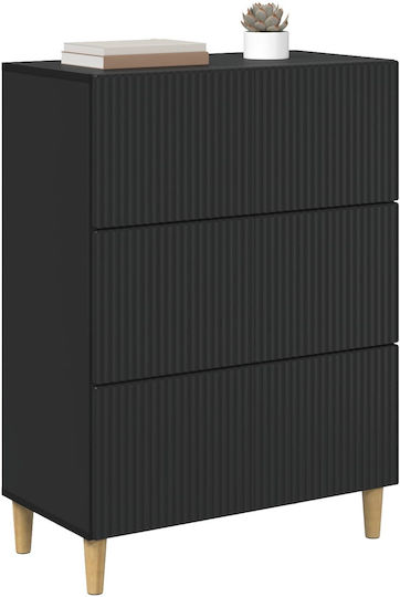 vidaXL Kommode Schlafzimmer Holz mit 3 Schubladen Schwarz 66x34.5x90cm
