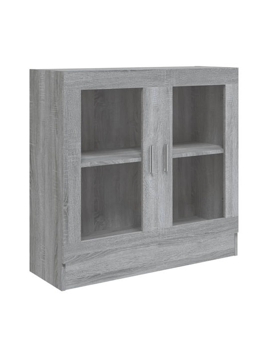 Wohnzimmer Vitrine aus Spanplatte mit Verglasung Graue 82.5x30.5x80cm