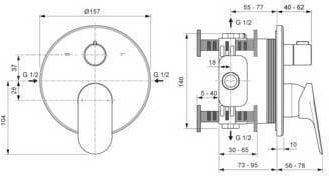 Ideal Standard Built-in Battery Mixer for Shower 2 Exits Silver