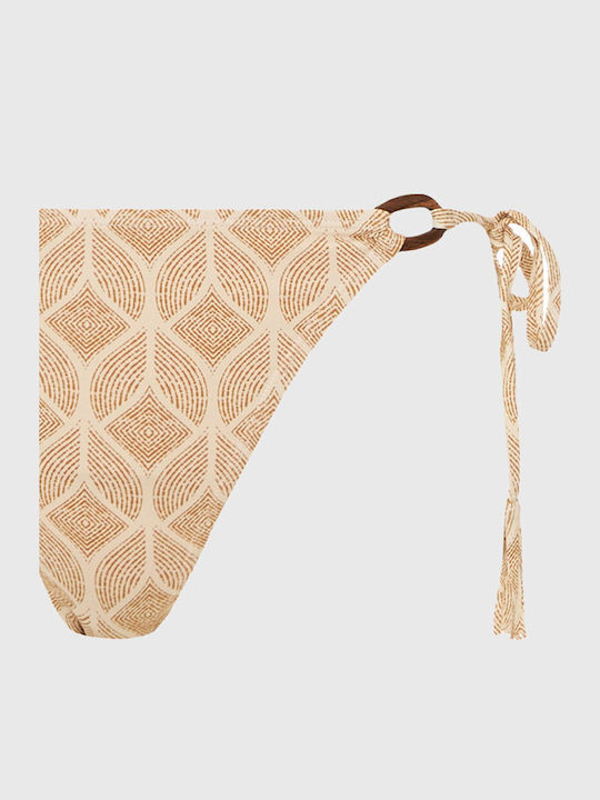 Slip Bikini cu Șnur Bej