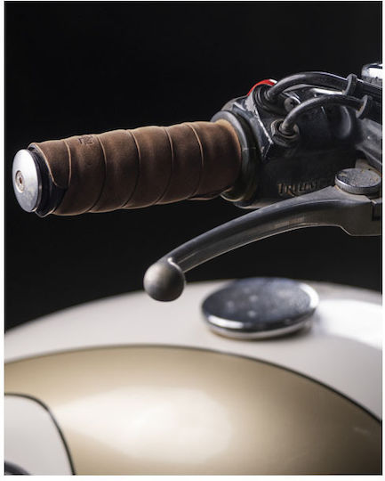 Tripmachine Leather Protective Motorcycle Grip Tape Brown Leather Handlebar Grip Wraps Tobacco Brown