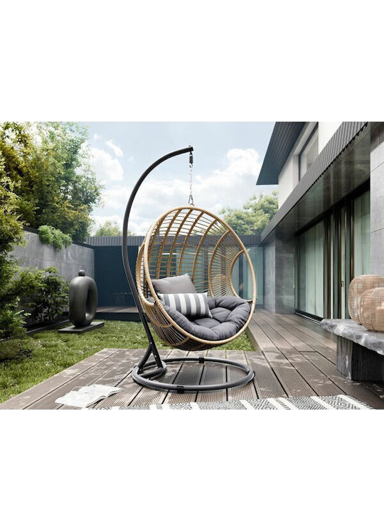 Leagăn Fotoliu cu Suport Material Plastic M107xL107xÎ197cm Gri Leagăn Fotoliu cu Suport Material Plastic M107xL107xÎ197cm Gri