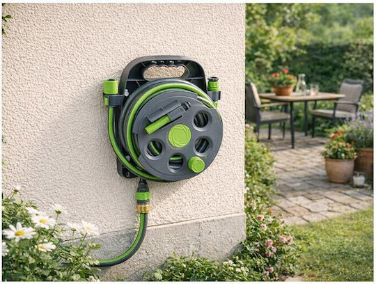 Wall Reel Garden Hose Pipe Set 1/2 15m