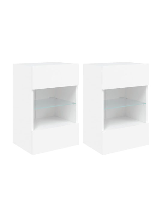 Wall Living Room Display Cabinet made of Particleboard with Glass & Lighting White 40x30x60.5cm