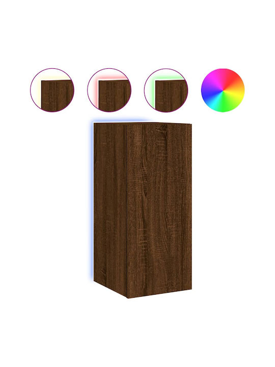 Wand Wohnzimmer Vitrine aus Spanplatte mit Glas & Beleuchtung Brown Oak 30.5x35x70cm