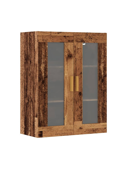 Wand Wohnzimmer Vitrine aus Spanplatte mit Glas Coffee 69.5x34x90cm