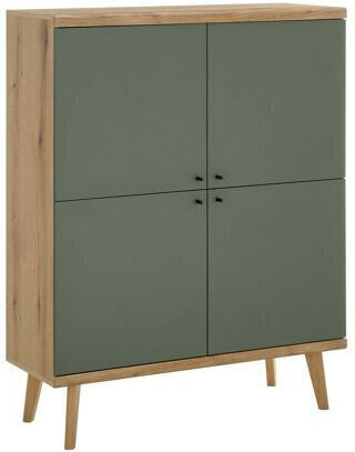 Deltali 106 Bodenstehend Wohnzimmer Vitrine aus Holz & Metall mit Glas Green, Oak 107x40x134cm