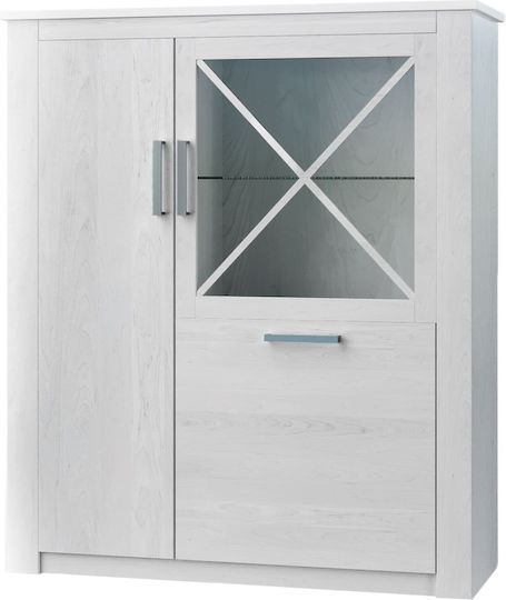 Arnetha Boden Wohnzimmer Vitrine aus Spanplatte mit Verglasung Grüne 113.5x37.5x143cm 000549