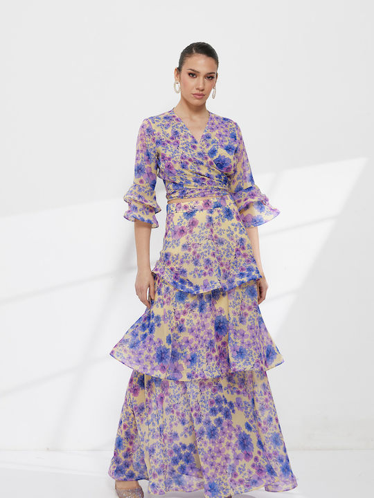 Set With Purple Floral Skirt