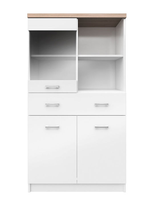 Top Mix Floor-standing Living Room Display Cabinet made of Particleboard White 80x33x145cm