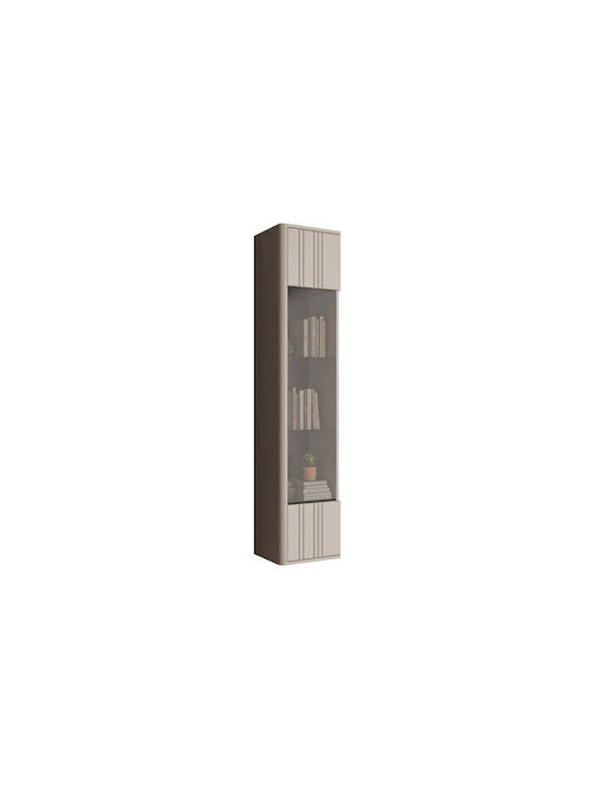 Dormele 104 Wand Wohnzimmer Vitrine aus Holz mit Glas Braun 36x31x164cm