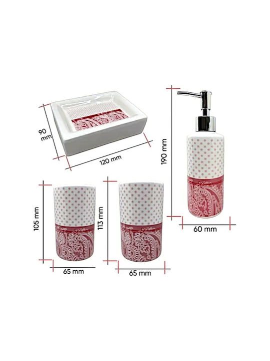 Set Accesorii Baie Ceramică Portocalii 4 Bucăți