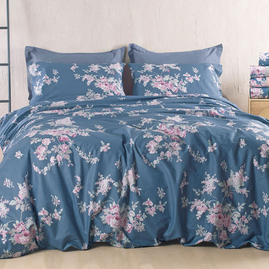 Rythmos Σετ Πάπλωμα Μονό 160x240εκ. Nova Springtime Μπλε Σκουρο 2τμχ