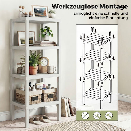 Costway Επιδαπέδια Ραφιέρα Μπάνιου Πλαστική 99x32.5x38cm Λευκή