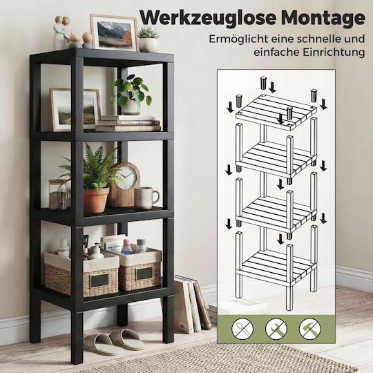 Costway Επιδαπέδια Ραφιέρα Μπάνιου Πλαστική 99x32.5x38cm Μαύρη