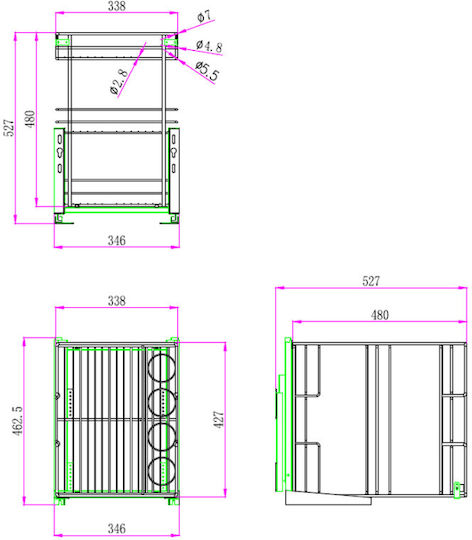 Wire Base Basket Three-Tier Telescopic Brake Box 50cm
