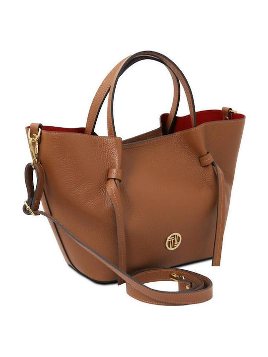 Leather Women's Shopper Shoulder Bag Gold